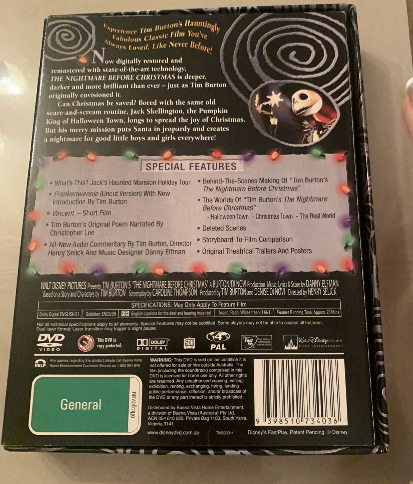 2 Disc DVD Set The Nightmare Before Christmas Tim Burton Collectors Ed R4 1993