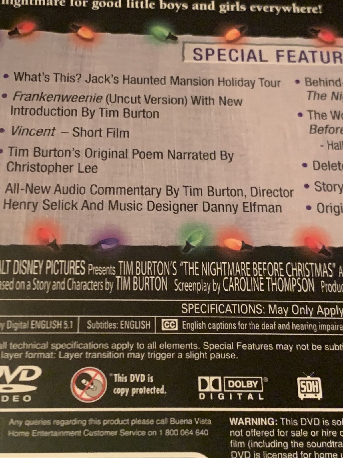 2 Disc DVD Set The Nightmare Before Christmas Tim Burton Collectors Ed R4 1993