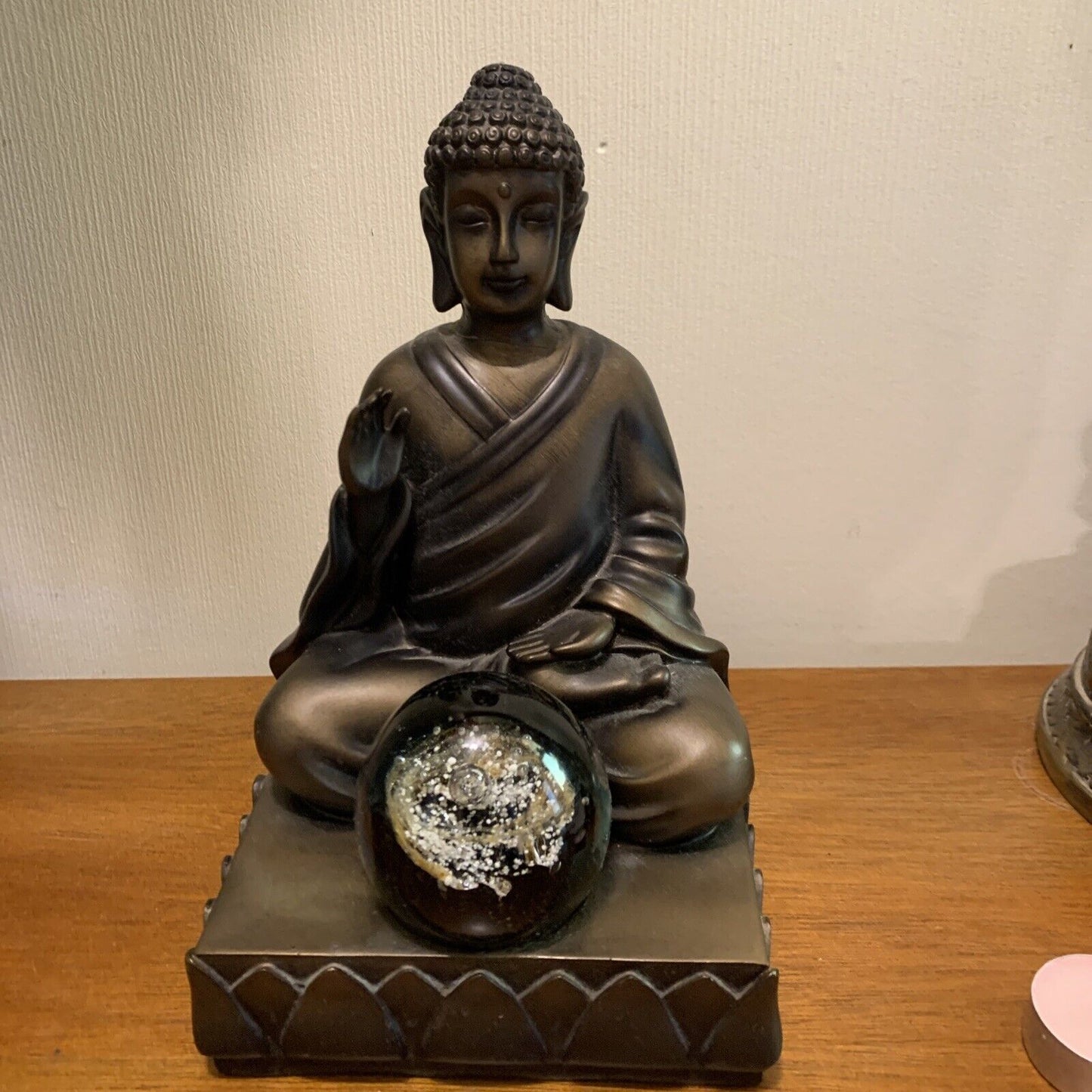 23cm Buddha Tealight Candle Holder Bronze Look Resin PARTYLITE  Home Décor Icon
