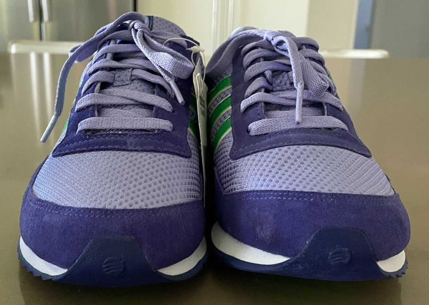 ADIDAS "SE Jog 09" Purple & Green Trim Tri Stripe Sneakers Size US 9 UK 7.5 NEW