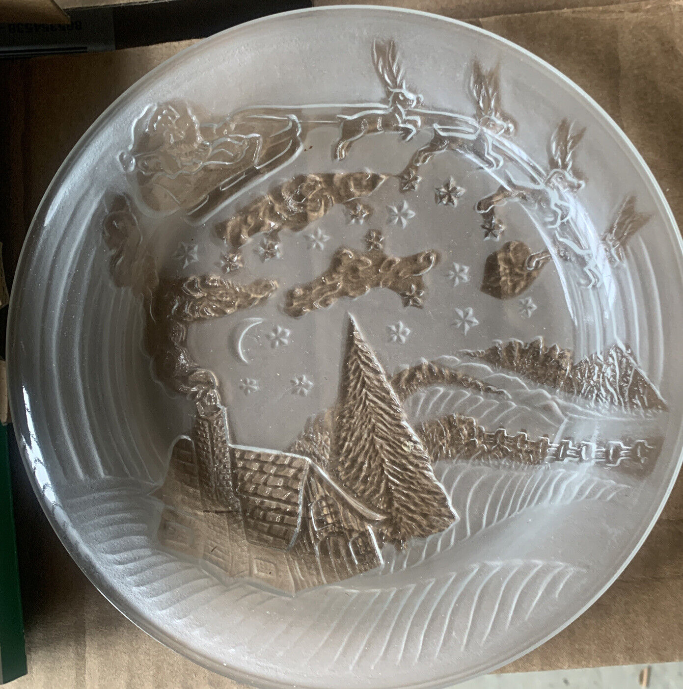 7" The Night Before Christmas Frosted Plate Box Celebrations Crystal Clear 18cm