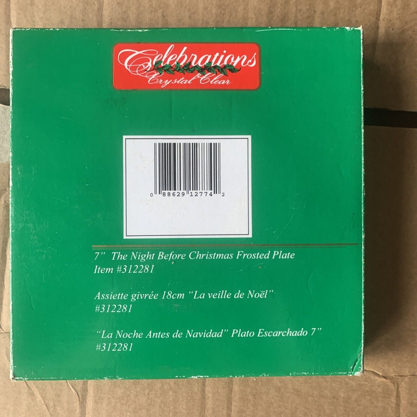 7" The Night Before Christmas Frosted Plate Box Celebrations Crystal Clear 18cm