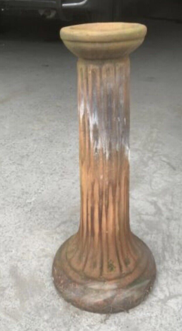 58cm Terracotta Pedestal Stand for Birdbath or Plant Pot Garden Mossy Patina