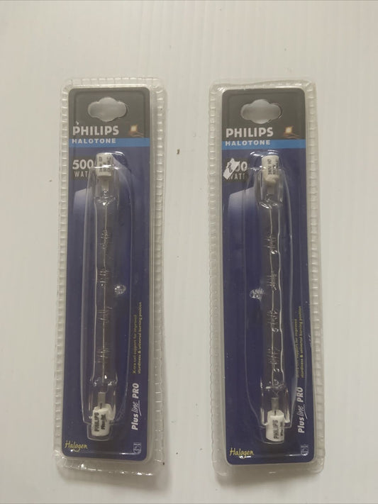 2x 500W Philips Plusline Pro Linear Tungsten Halogen Lamp Light Globe 118mm 240V
