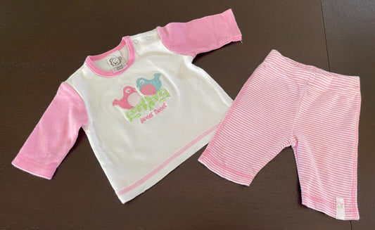 Baby Girl TARGET 2 Piece Set Long Sleeve Top & Pants Pink & White Bird Size 0000