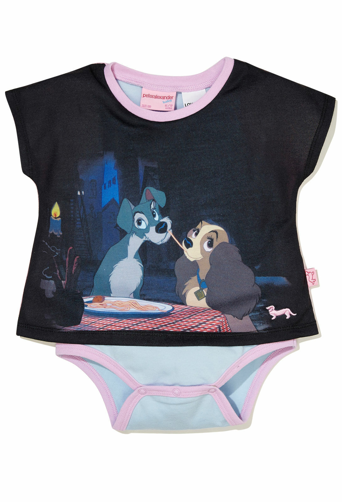 Baby Girl PETER ALEXANDER Short Romper Lady & The Tramp Size 0000 0 - 3 mths NEW
