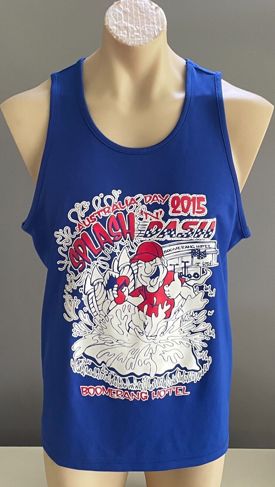 Boomerang Hotel DriWear Australia Day Singlet 2015 Splash N Dash Chest 116cm