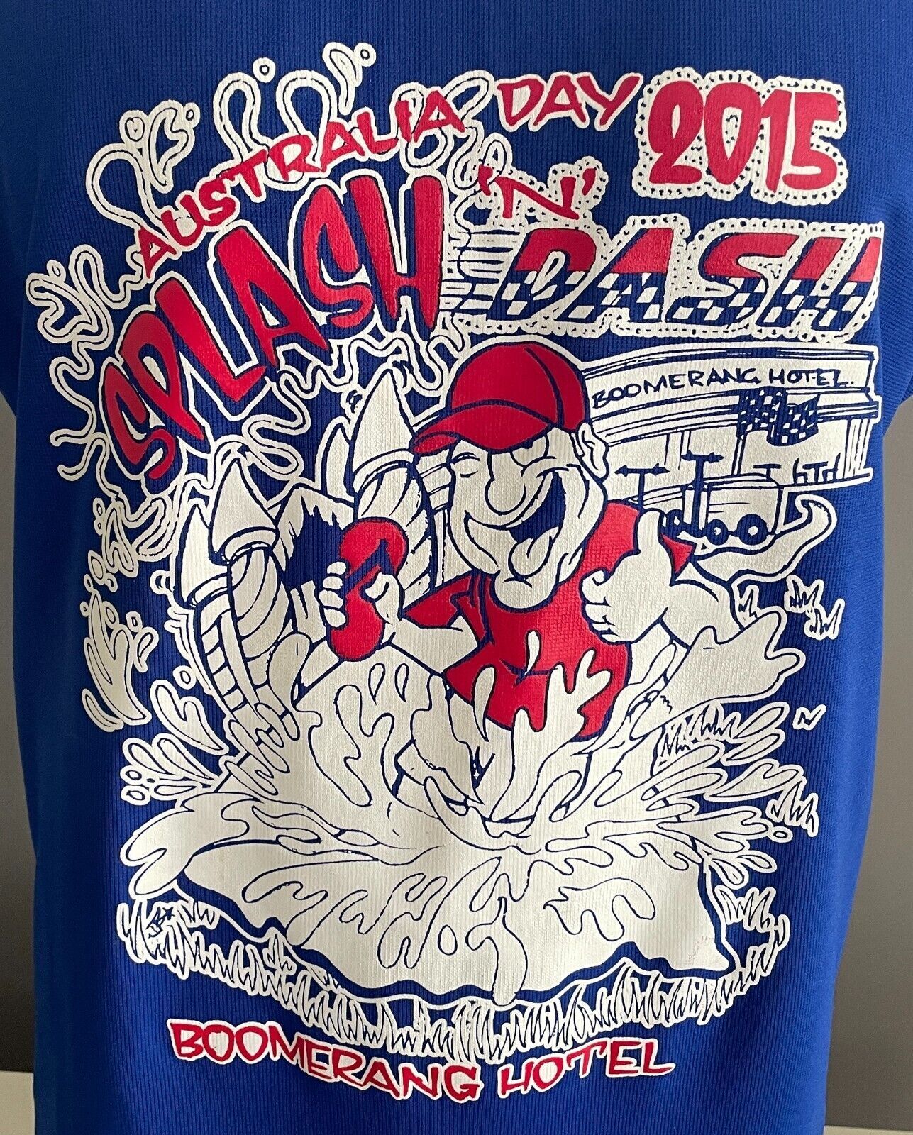 Boomerang Hotel DriWear Australia Day Singlet 2015 Splash N Dash Chest 116cm