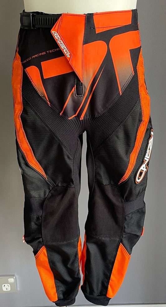Boys MOTOCROSS PANTS MX ONEAL ELEMENT SERIES Orange Black Padded Size Youth 4 5