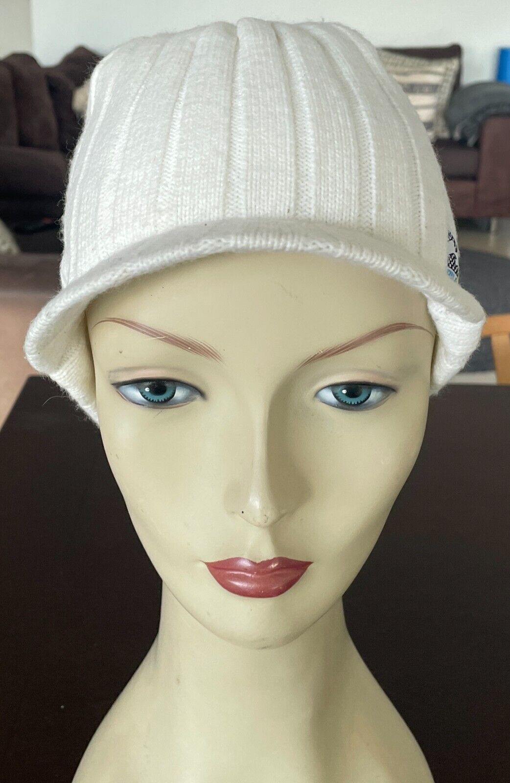 BILLABONG Beanie Peaked Off White Knit Acrylic Cap Hat One Size