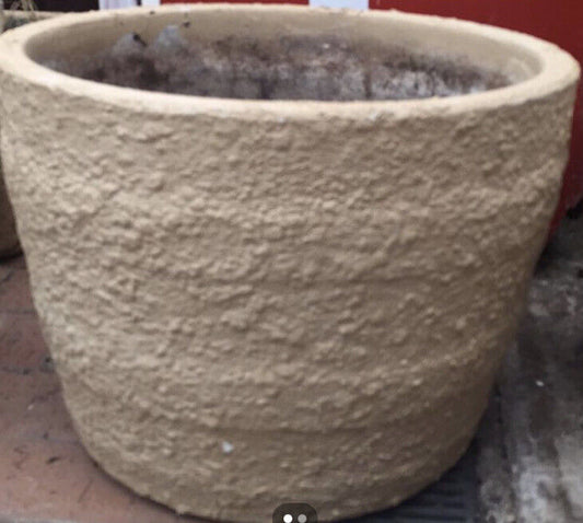 CONCRETE PLANT POT Heavy H 31xX41cm Half Barrel Shape Garden Urn Rustic Vintage
