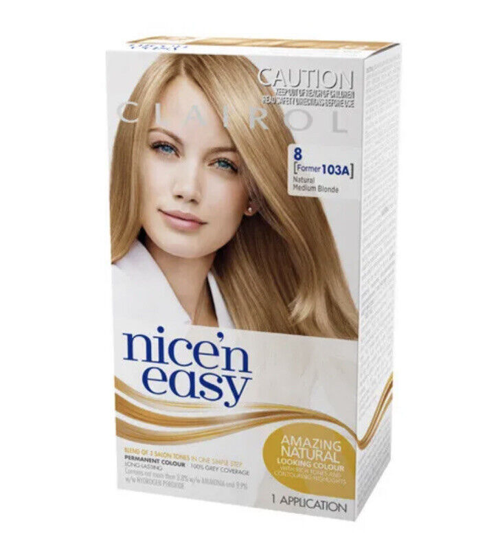 CLAIROL Nice 'N Easy 8 Natural Medium Blonde Permanent Colour Hair Dye Kit New