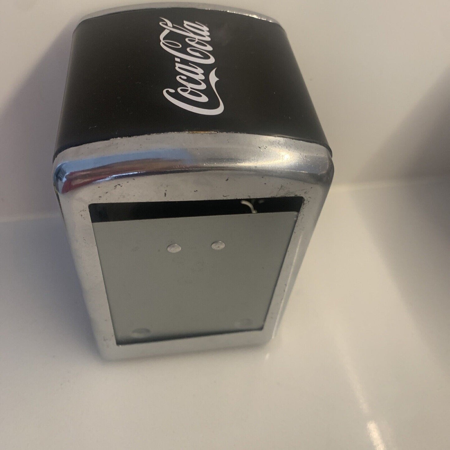 COCA COLA Napkin Dispenser Logo On Black Paper Serviette Holder COKE NOS