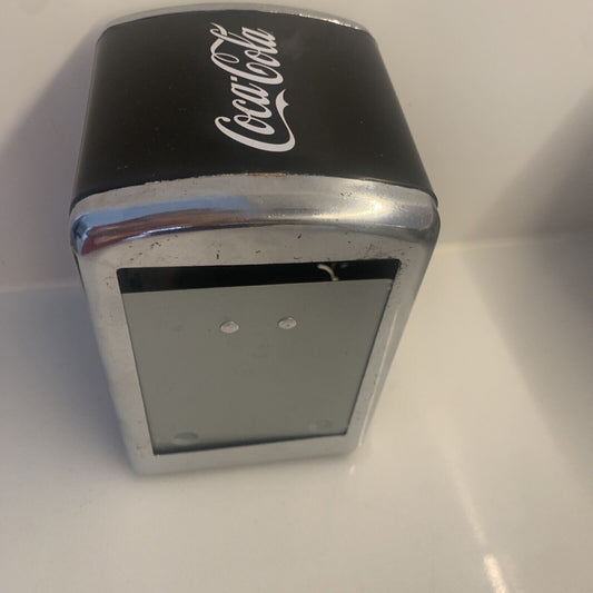 COCA COLA Napkin Dispenser Logo On Black Paper Serviette Holder COKE NOS