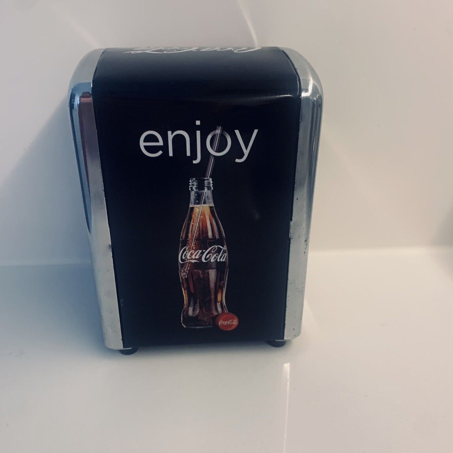 COCA COLA Napkin Dispenser Logo On Black Paper Serviette Holder COKE NOS