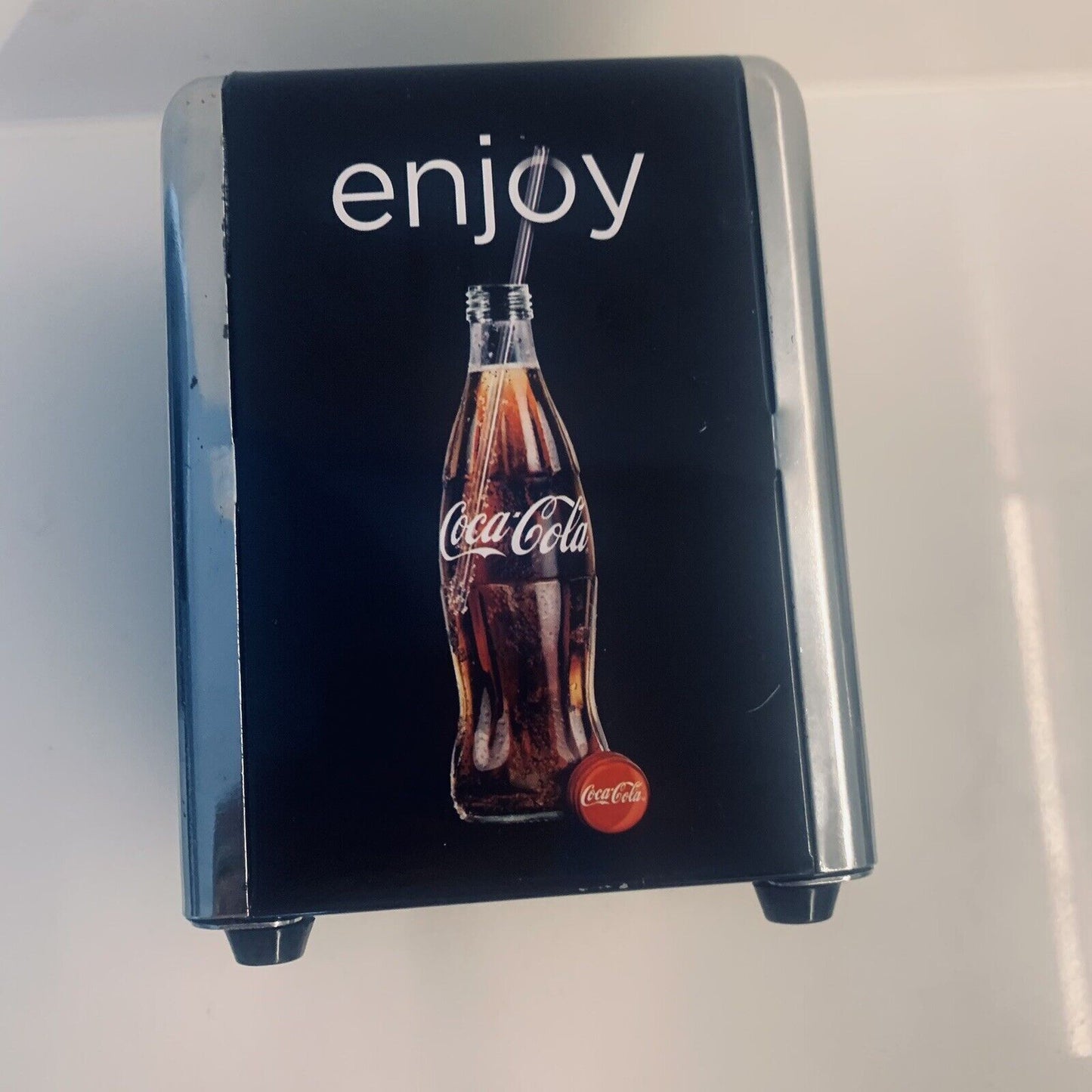 COCA COLA Napkin Dispenser Logo On Black Paper Serviette Holder COKE NOS