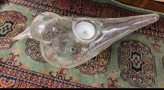 Clear 30cm Glass Dove Bird Candle Holder Tea Light Doves Birds Festive Peace