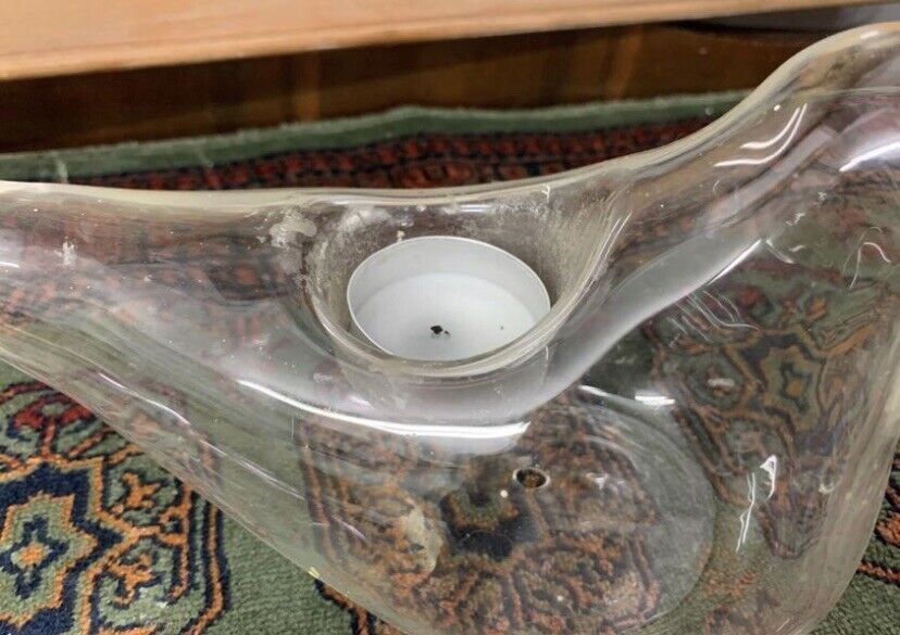 Clear 30cm Glass Dove Bird Candle Holder Tea Light Doves Birds Festive Peace