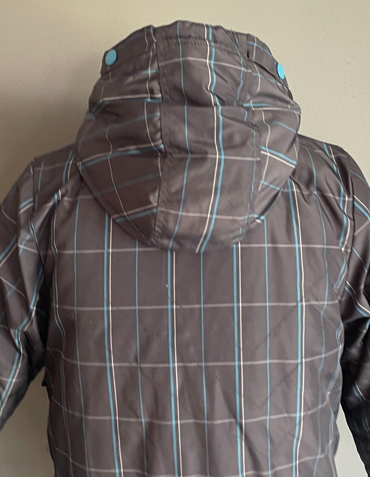 COCCODRILLO Boys Jacket Grey Blue White Check Size 4 Insulated Thick Warm PARKA
