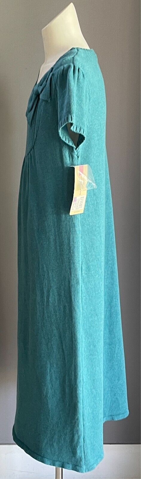 CHEROKEE Teal Knit Sweater Dress Bow Trim Cap Sleeves Teen Girl Size XL/14 - 16