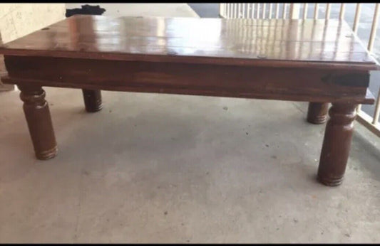 COFFEE TABLE 110cm Bali Rustic Vintage INDUSTRIAL Solid Timber Wood Metal H/ware