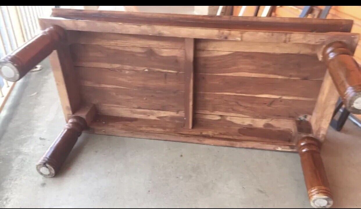 COFFEE TABLE 110cm Bali Rustic Vintage INDUSTRIAL Solid Timber Wood Metal H/ware