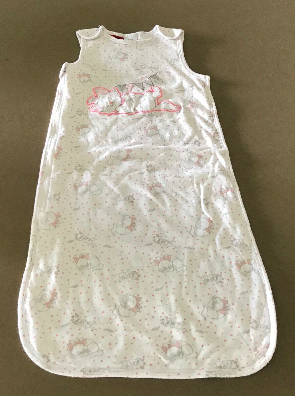 DISNEY BABY Sleep Bag White Grey Pink Coral Cat Print Snuggle Suit 12-18m NEW