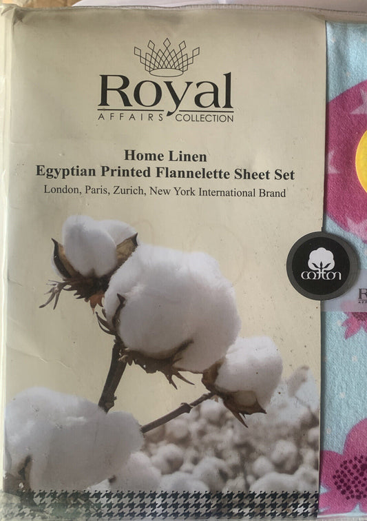 DB 4 Piece Sheet Set ROYAL AFFAIRS COLLECTION 100% Egyptian Cotton FLANNELETTE
