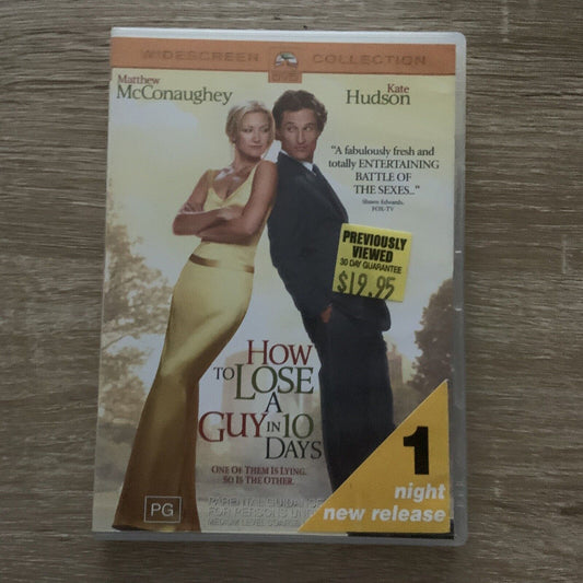 DVD HOW TO LOSE A GUY IN 10 DAYS 2002 Matthew McConaughey Kate Hudson Movie