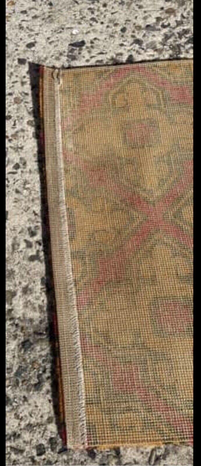 FLOOR RUG 1970s 140cm Orange Red Geometric Pattern Hall Runner Carpet AE246