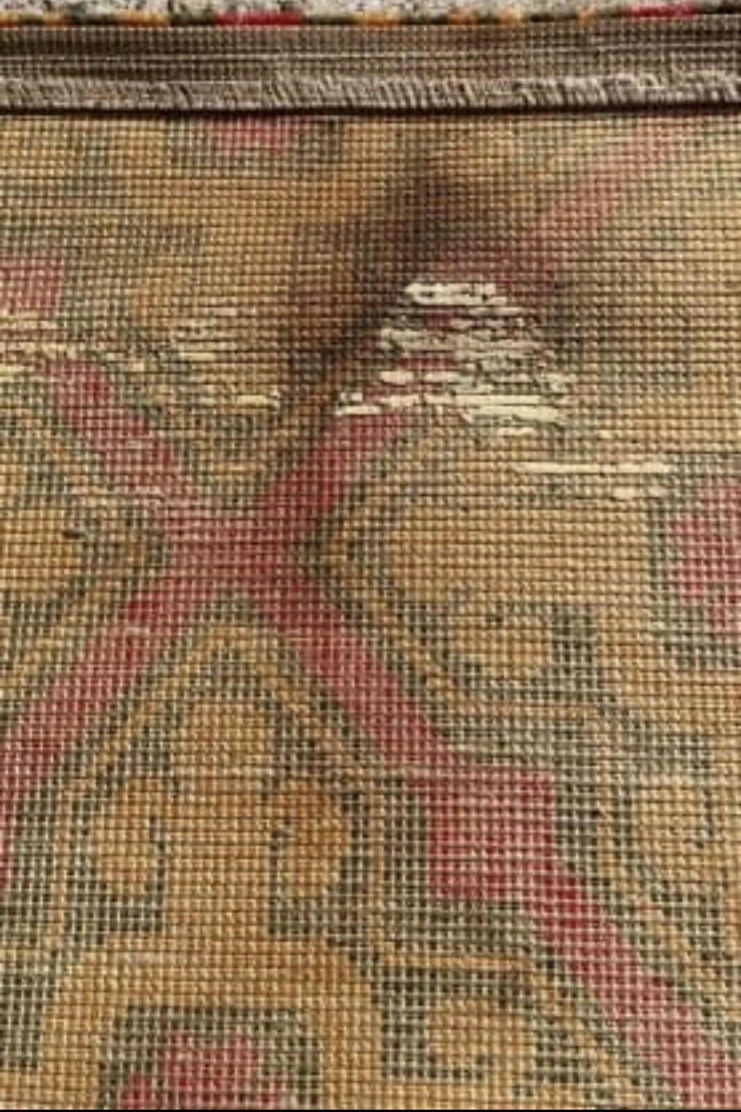 FLOOR RUG 1970s 140cm Orange Red Geometric Pattern Hall Runner Carpet AE246
