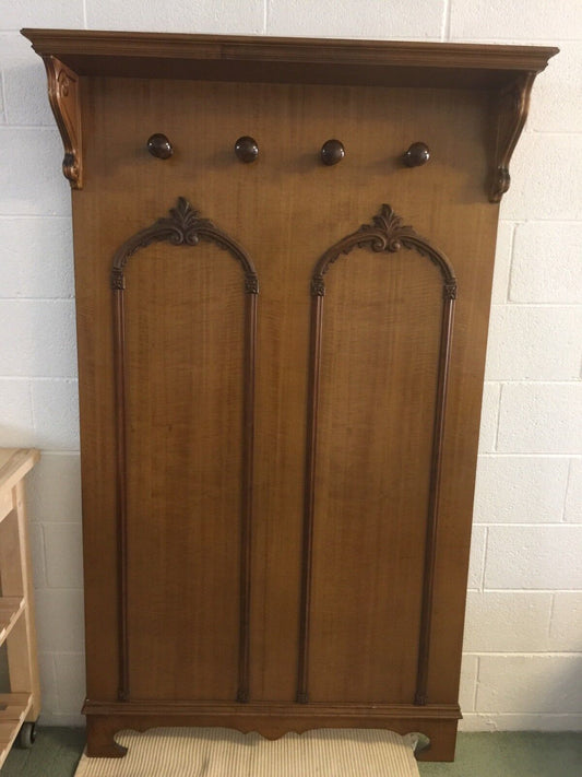 HALL STAND French Polished Wood Coat Clothes Hat Rack PANEL Wall or Floor 188cm