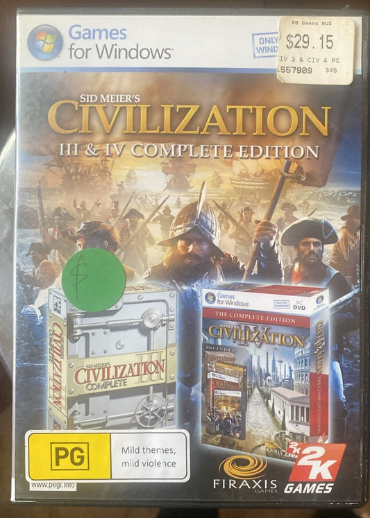 Games Windows Sid Meier's CIVILIZATION III IV Complete Edition Fat Case Firaxis