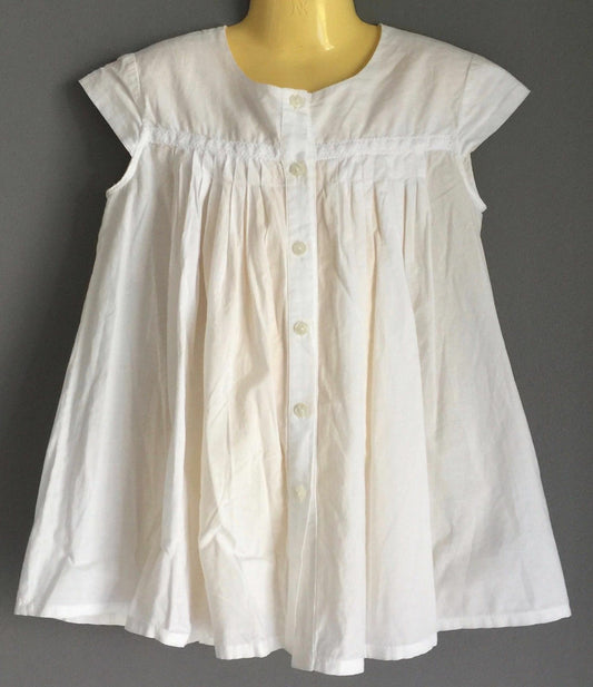 Girls ZARA KIDS Smock Top White Cap Sleeve Cotton Size 7 - 8