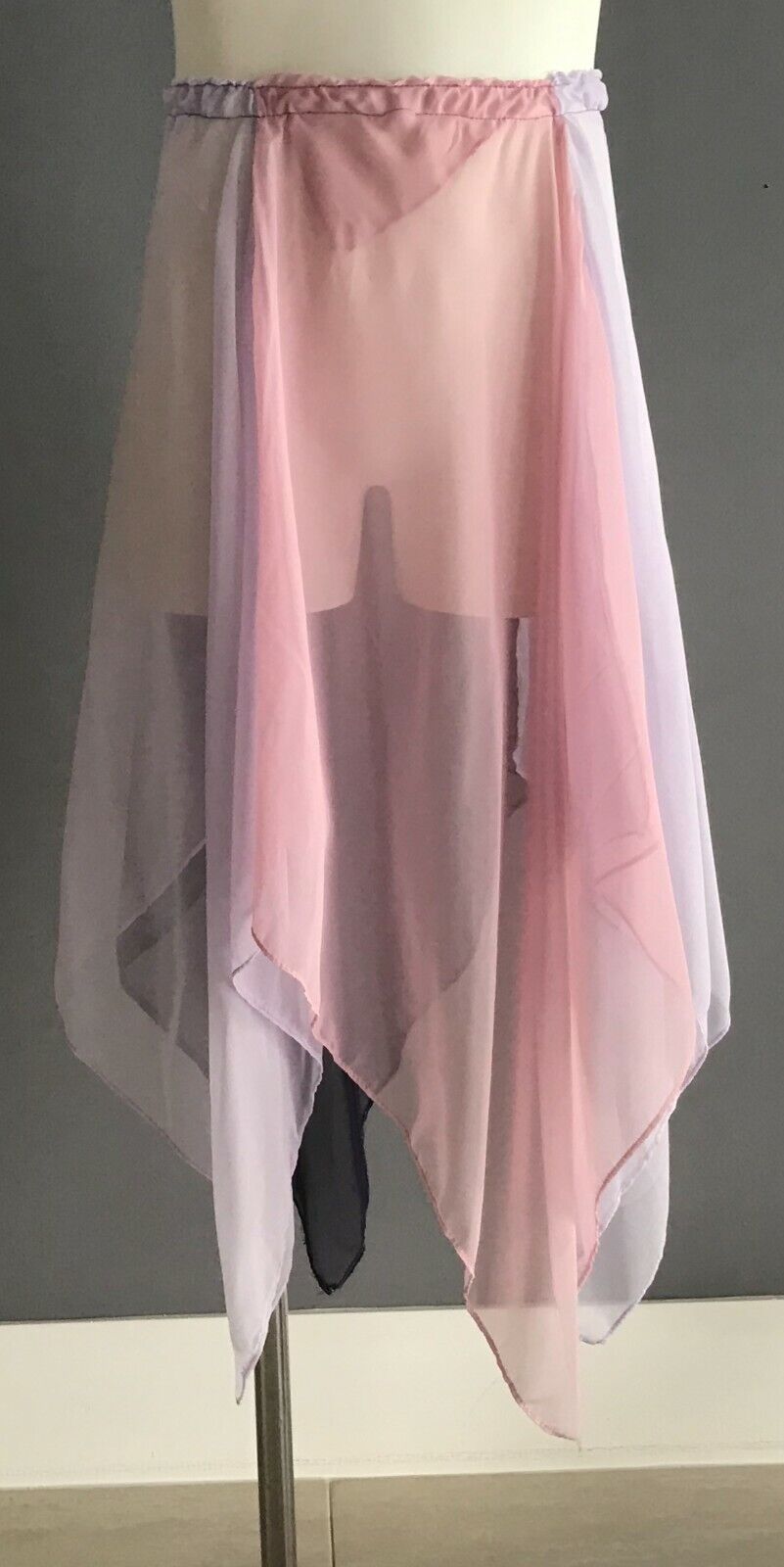 Girls 8 10 DANCE SKIRTHandmade Handkerchief Hem Pink Mauve Purple Elastic Waist