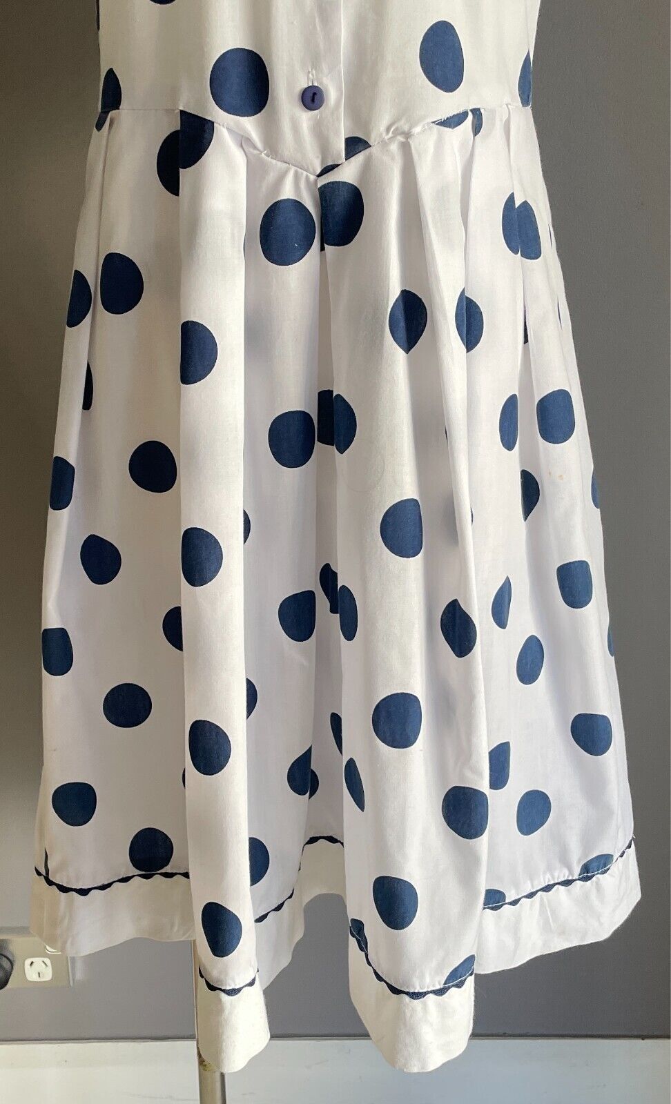 JESSE Sailor Dress White & Blue Polka Dot Girls Size 10 Collar Short Sleeves