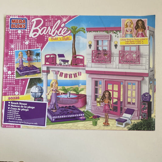 Manual LEGO Mega Bloks 80226 BARBIE BEACH HOUSE BUILD 'N STYLE NO BRICKS