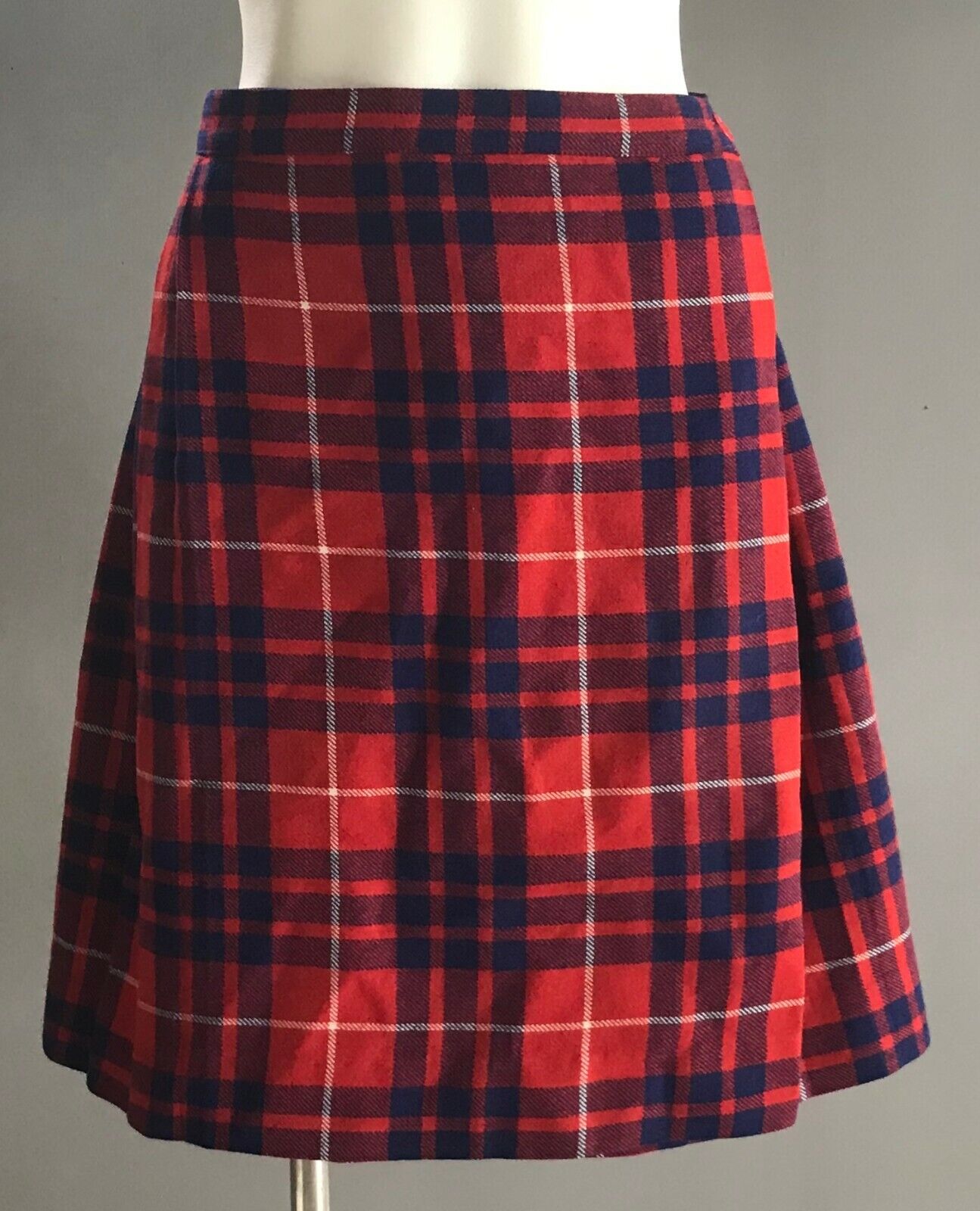 MARFEX Melbourne Tartan Kilt Red Blue White Wool Skirt Vintage Girls Size 9 10