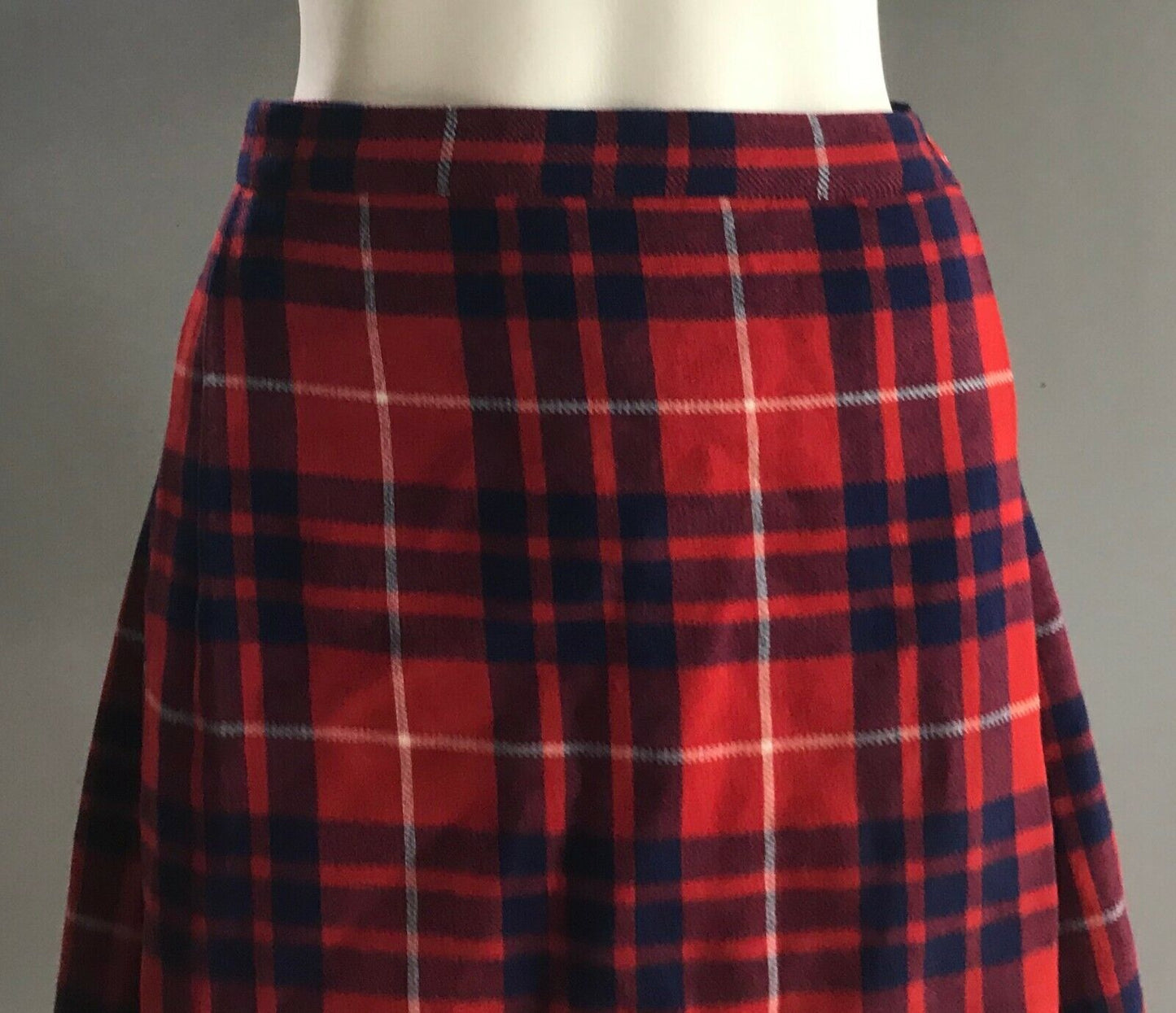 MARFEX Melbourne Tartan Kilt Red Blue White Wool Skirt Vintage Girls Size 9 10