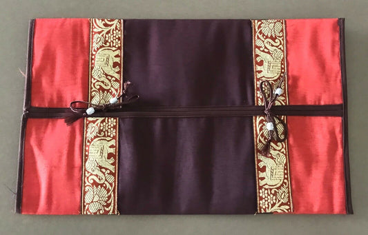 New Elephant Trim CUSHION COVER Orange Rust & Gold Satin  Pillowcase 36cm x 22cm