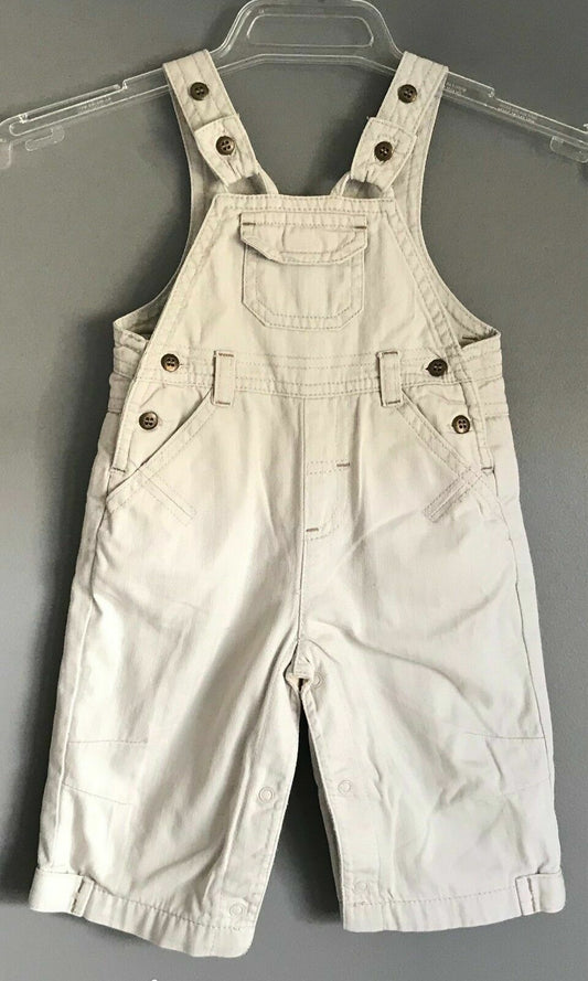 New Baby Boy MAMAS & PAPAS Beige Dungaree Overalls One Piece Size 3 - 6 months
