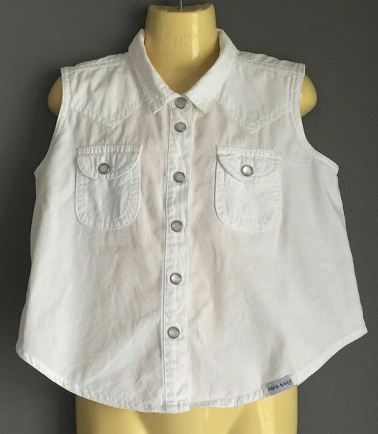 New Girls FRED BARE Shirt White Sleeveless Blouse Size 4 Stylish Casual