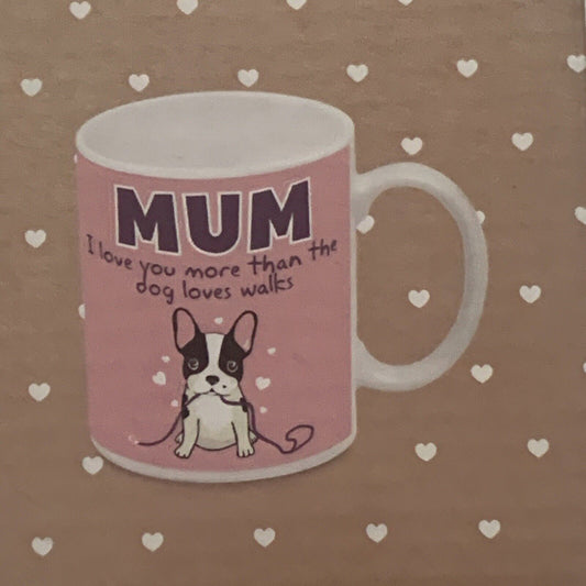 Mug “MUM" Puppy Dog Walks Birthday Mothers Day Gift Office Coffee Cup Xmas NEW