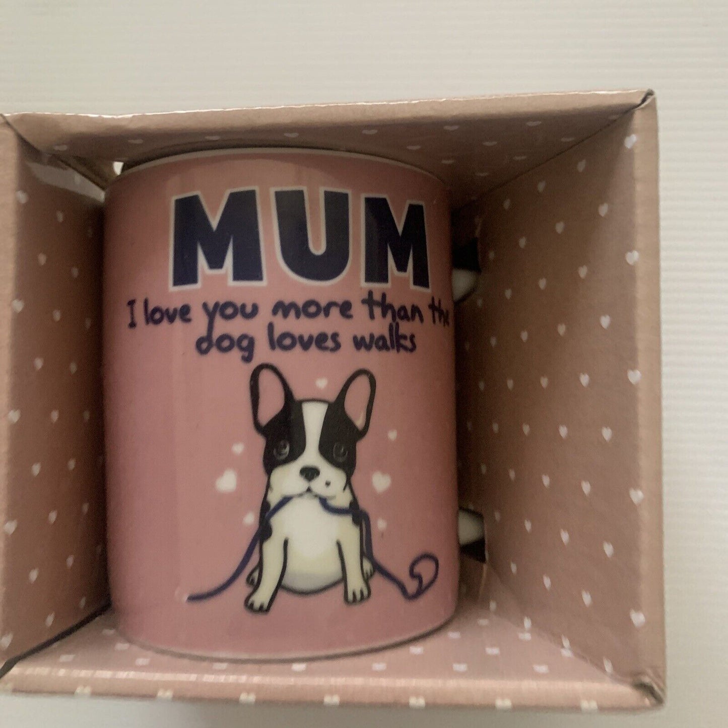 Mug “MUM" Puppy Dog Walks Birthday Mothers Day Gift Office Coffee Cup Xmas NEW