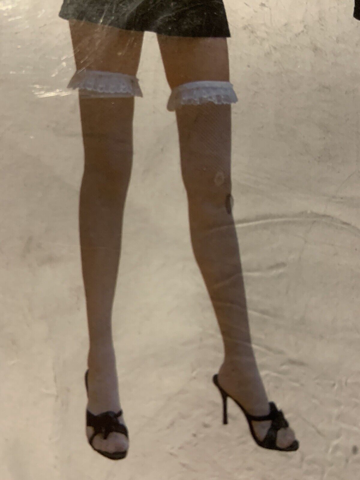 Party Factory White FISHNET STOCKINGS W Lace Trim Burlesque Costume Wedding Punk