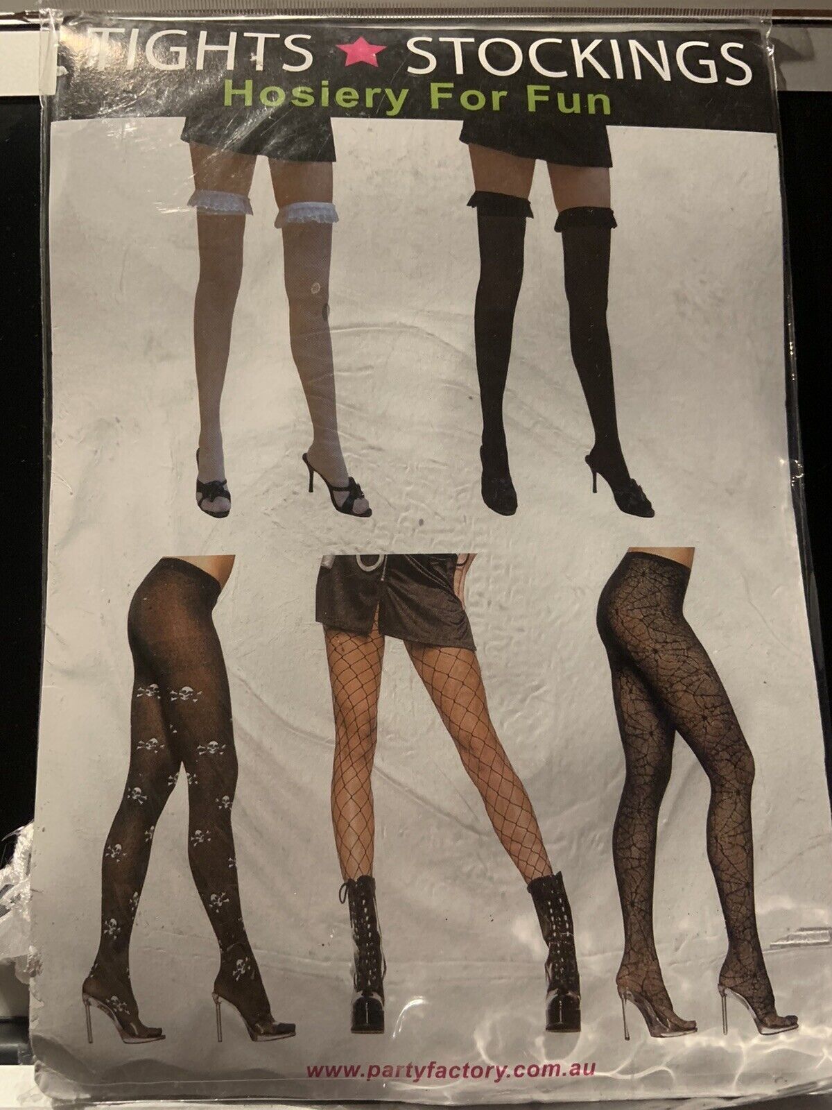 Party Factory White FISHNET STOCKINGS W Lace Trim Burlesque Costume Wedding Punk