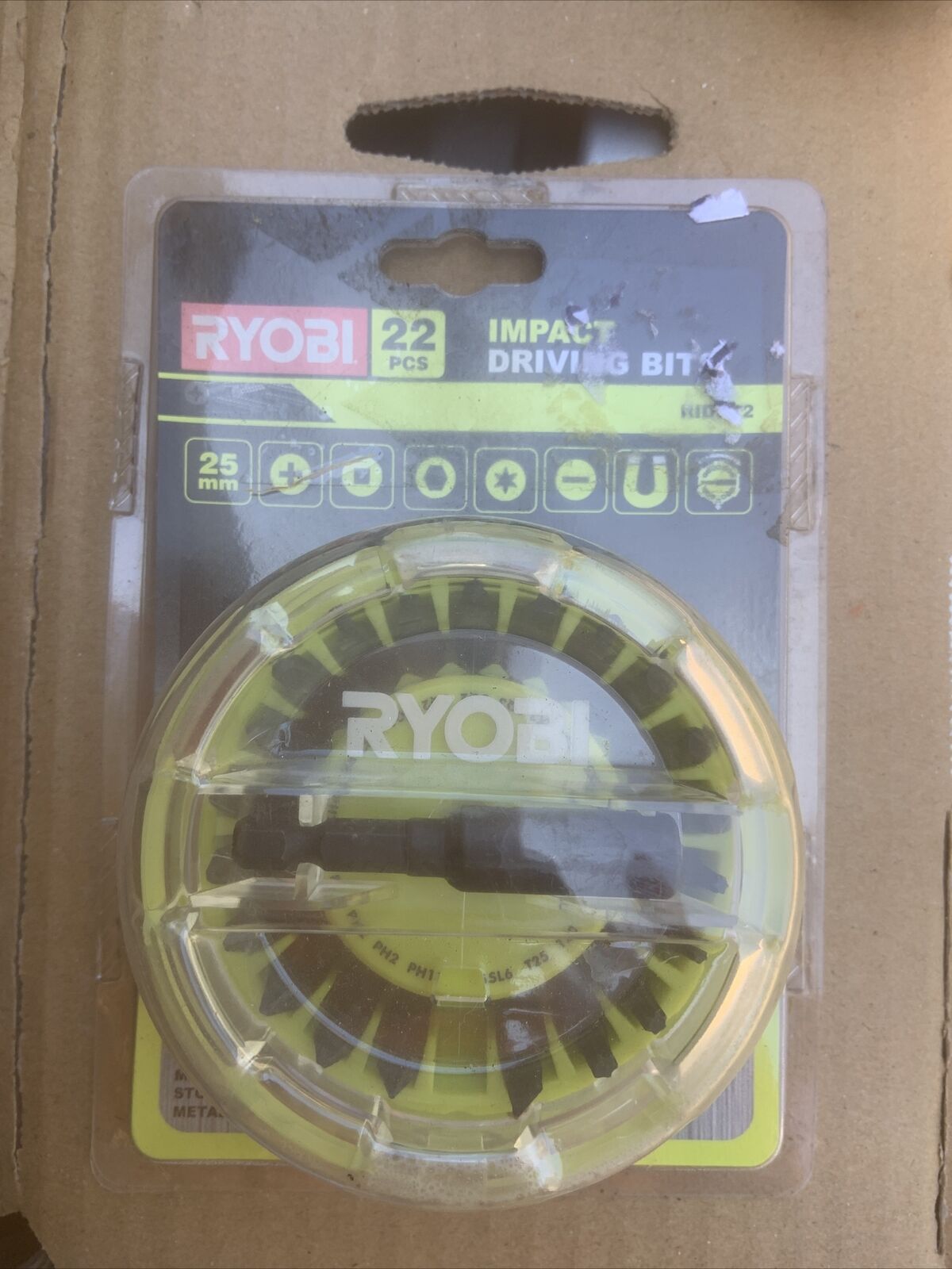 New RYOBI Impact Driving Bits Set 22 Piece Round Plastic Magnetic Storage Case