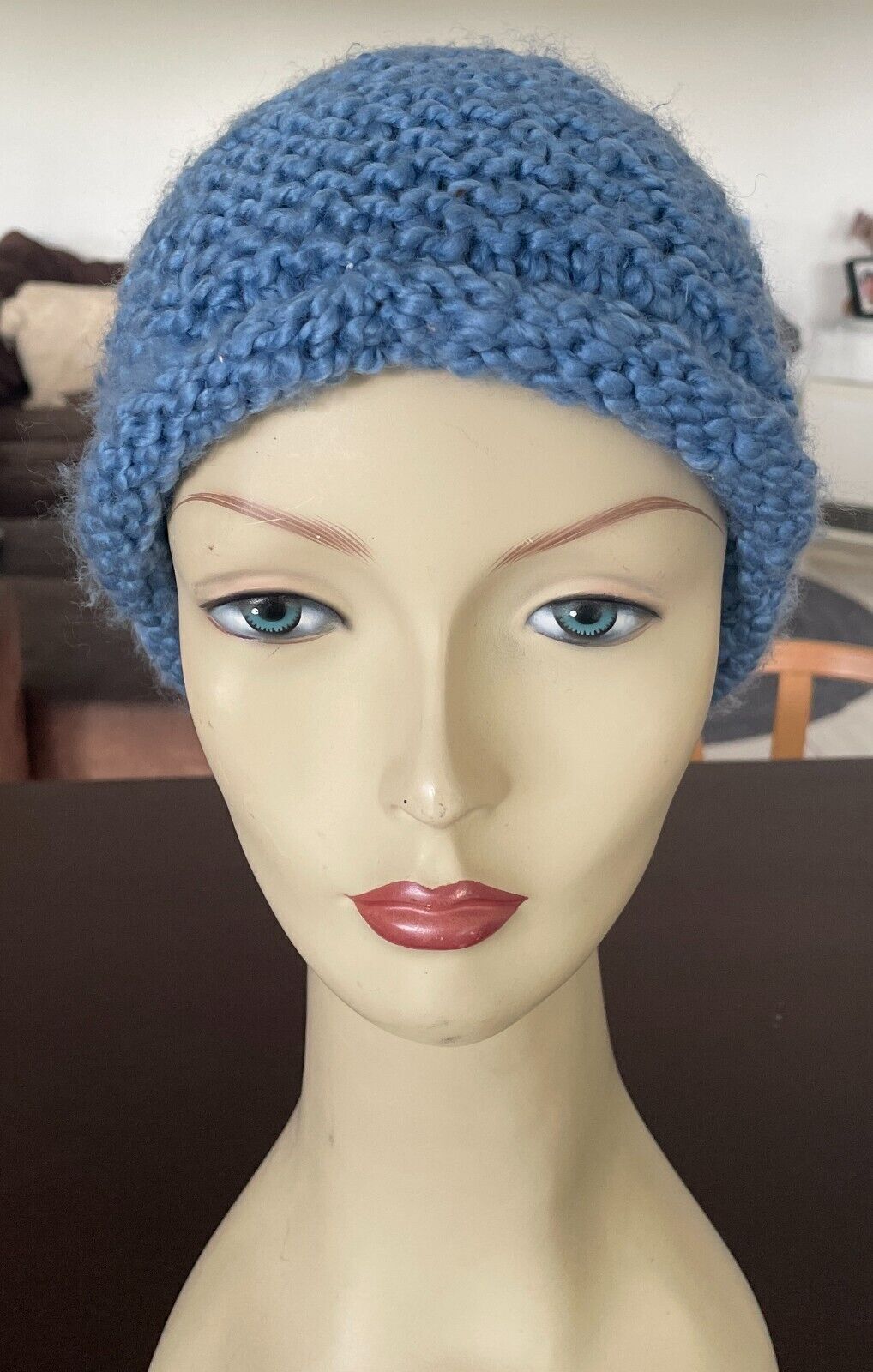 OLD NAVY Beanie Light Blue Chunky Knit Roll Rim Style OSFA Cap Hat
