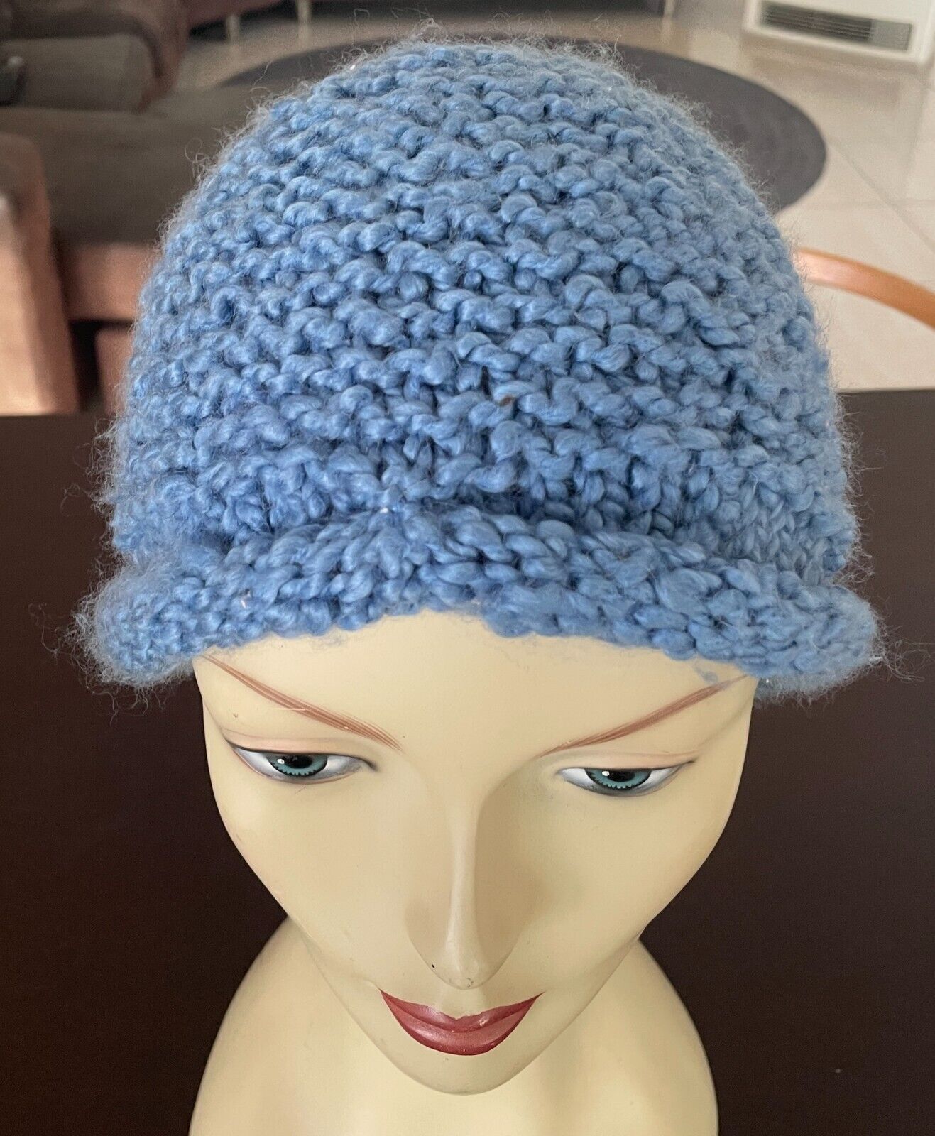 OLD NAVY Beanie Light Blue Chunky Knit Roll Rim Style OSFA Cap Hat