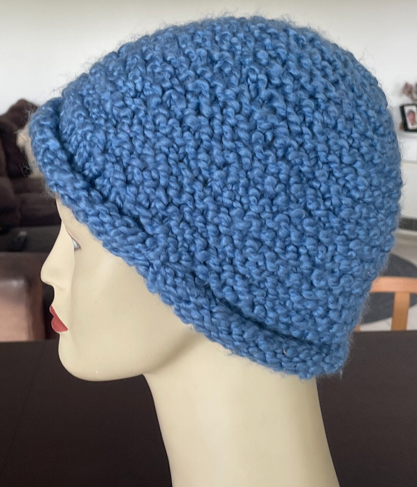 OLD NAVY Beanie Light Blue Chunky Knit Roll Rim Style OSFA Cap Hat